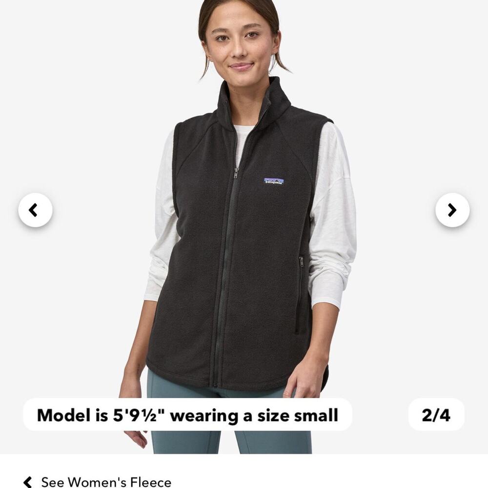 Patagonia Synchilla Fleece Vest Womens L Black Full Zip Sierra Church Logo